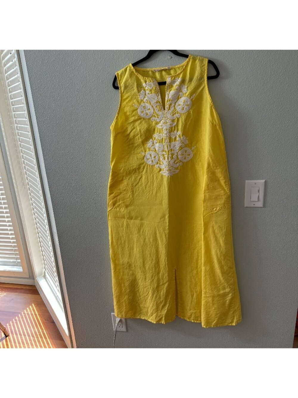 Soft Surroundings Yellow Maxi Dress Petite Large Sundress Linen Cotton